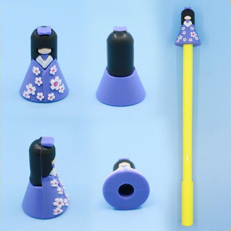 pvc软胶硅胶卡通笔帽 公仔头像动物笔套中性笔铅笔配件设计定 制