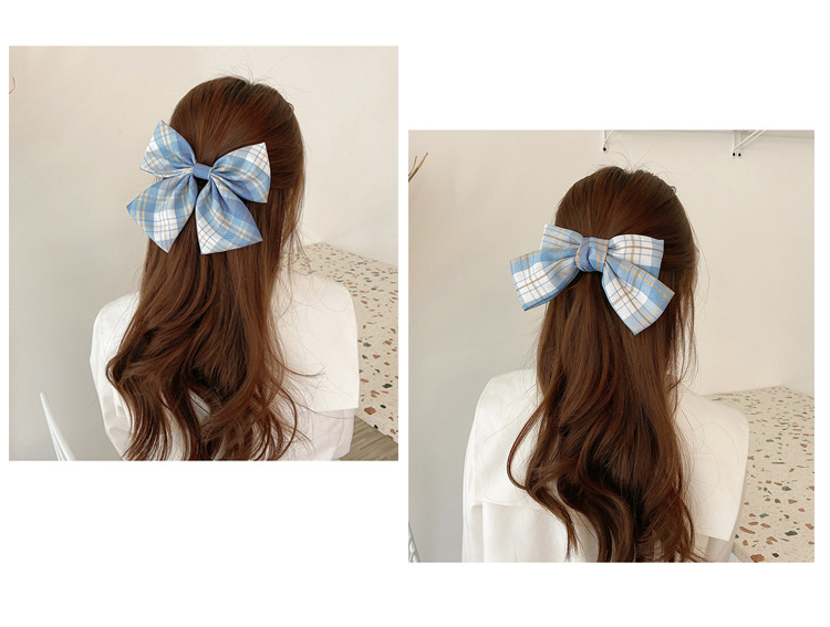 jk制服春夏蝴蝶结发夹头绳发饰超仙大发卡后脑勺夹子韩版格子头饰