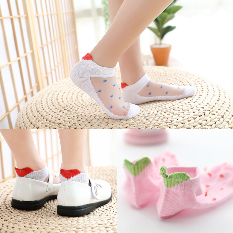 女童袜子夏季薄款儿童网眼袜卡通图案潮袜女孩宝宝白袜子夏天棉袜春
