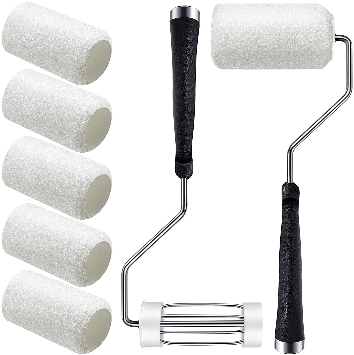 2个滚筒架 6个滚筒套装 家装工程用油漆滚筒刷 地坪漆用滚筒刷