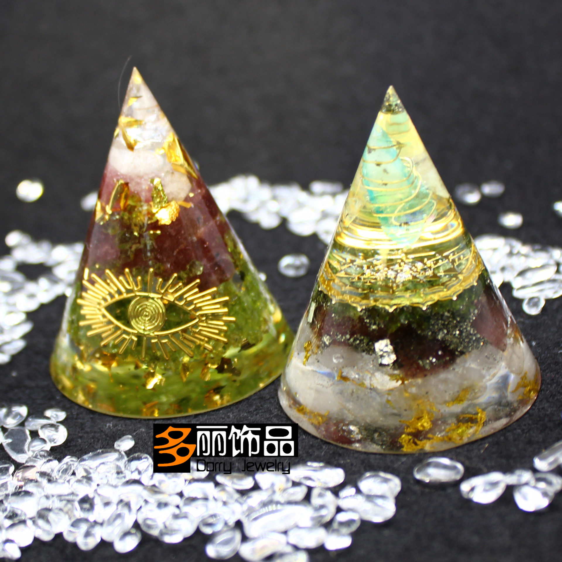 圆锥形奥根塔 发射器能量塔欧美饰品草莓晶摆件产地货源支持定做