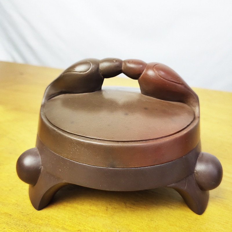 新品砚台斋选文房四宝澄泥砚收藏礼盒砚带盖情鸟砚可磨墨水洗批发