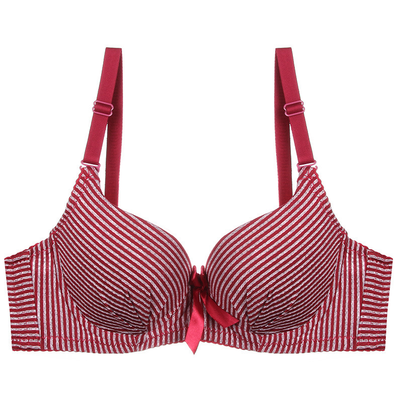 工厂直销跨境女性内衣bars条纹聚拢收副乳上托有钢圈外贸文胸现货