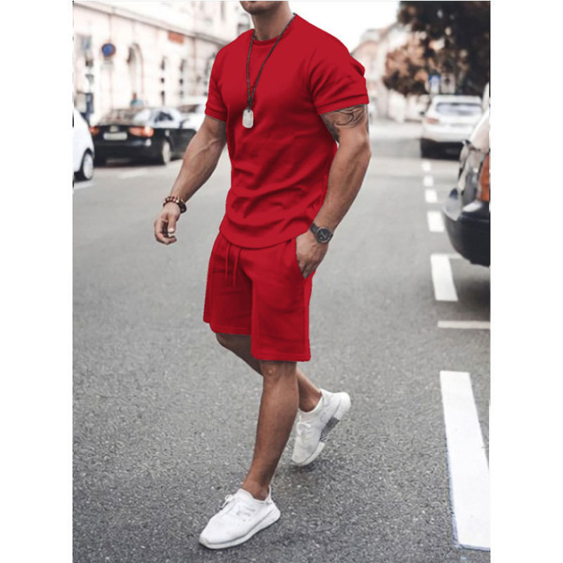 2023 New Amazon EBay Popular Men's Summer Short Sleeve Shorts Suit Sports and Leisure Suit Men's Clothing