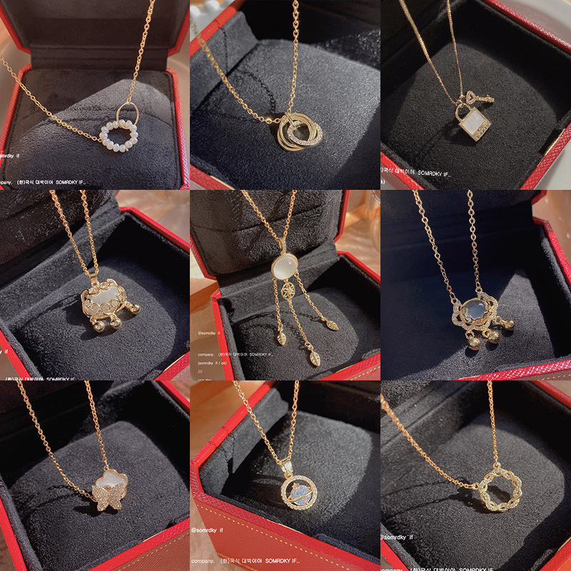 欧美高级感钛钢项链女轻奢小众百搭几何形吊坠辣妹锁骨链配饰批发