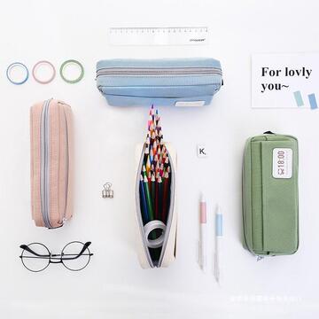 蓝果笔袋大容量高中生学生文具用品创意盐系笔袋女简约韩国大学生