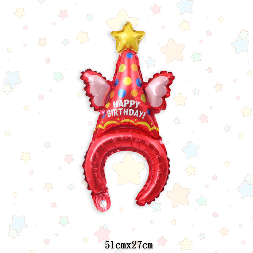 New Headband Balloon Birthday Party Hat Aluminum Film Balloon Rabbit Peking Opera Birthday Headdress Push Scan Code Balloon