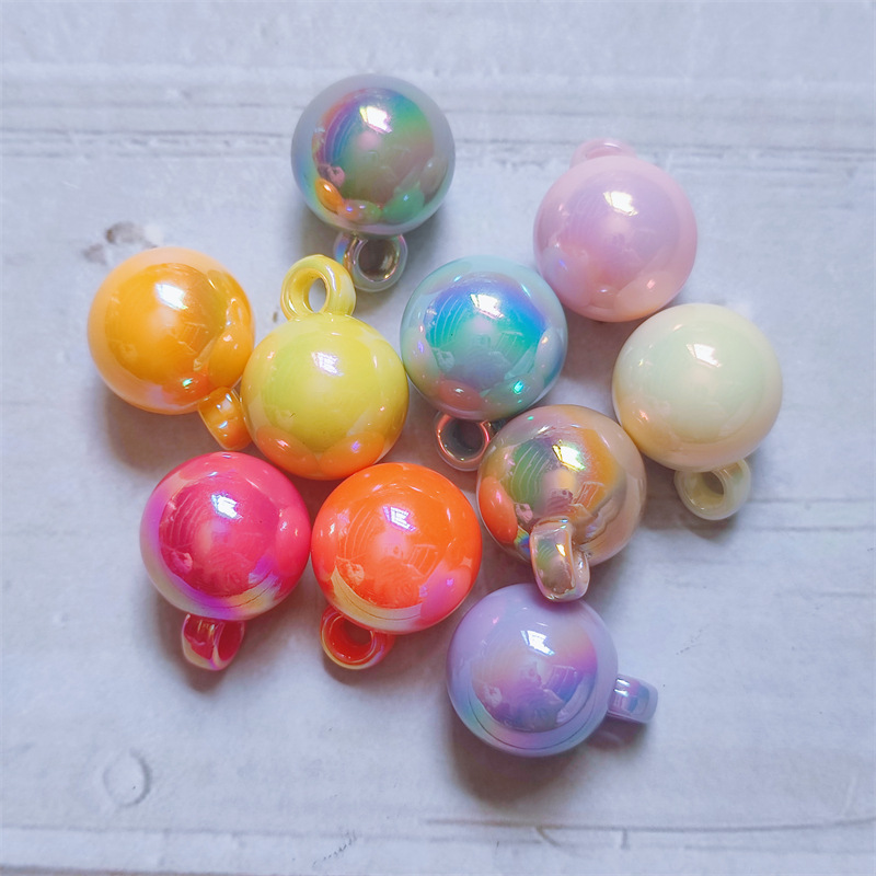 糖果色实色珠子 彩色吊珠16mm吊孔七彩圆珠 diy材料散珠首饰配件