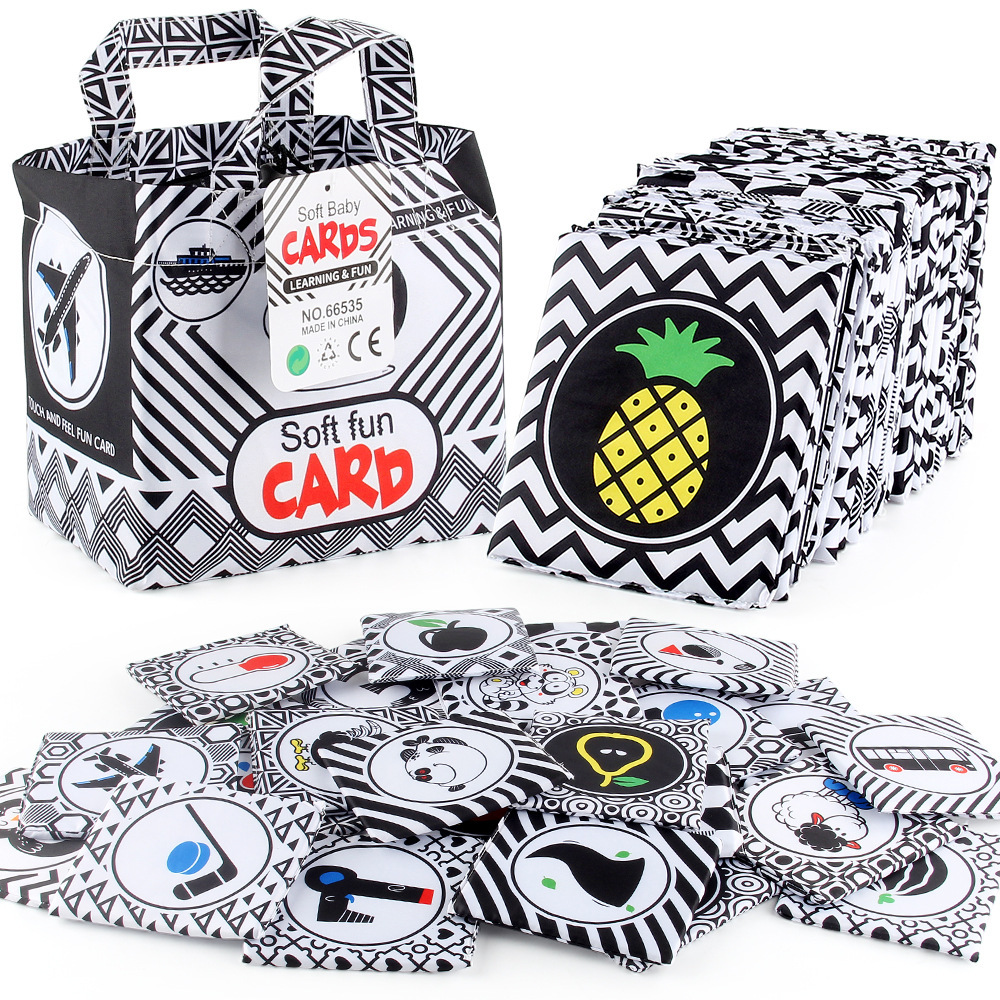 跨境新款儿童早教撕不烂智力趣味字母动物卡片套装玩具布书手提袋