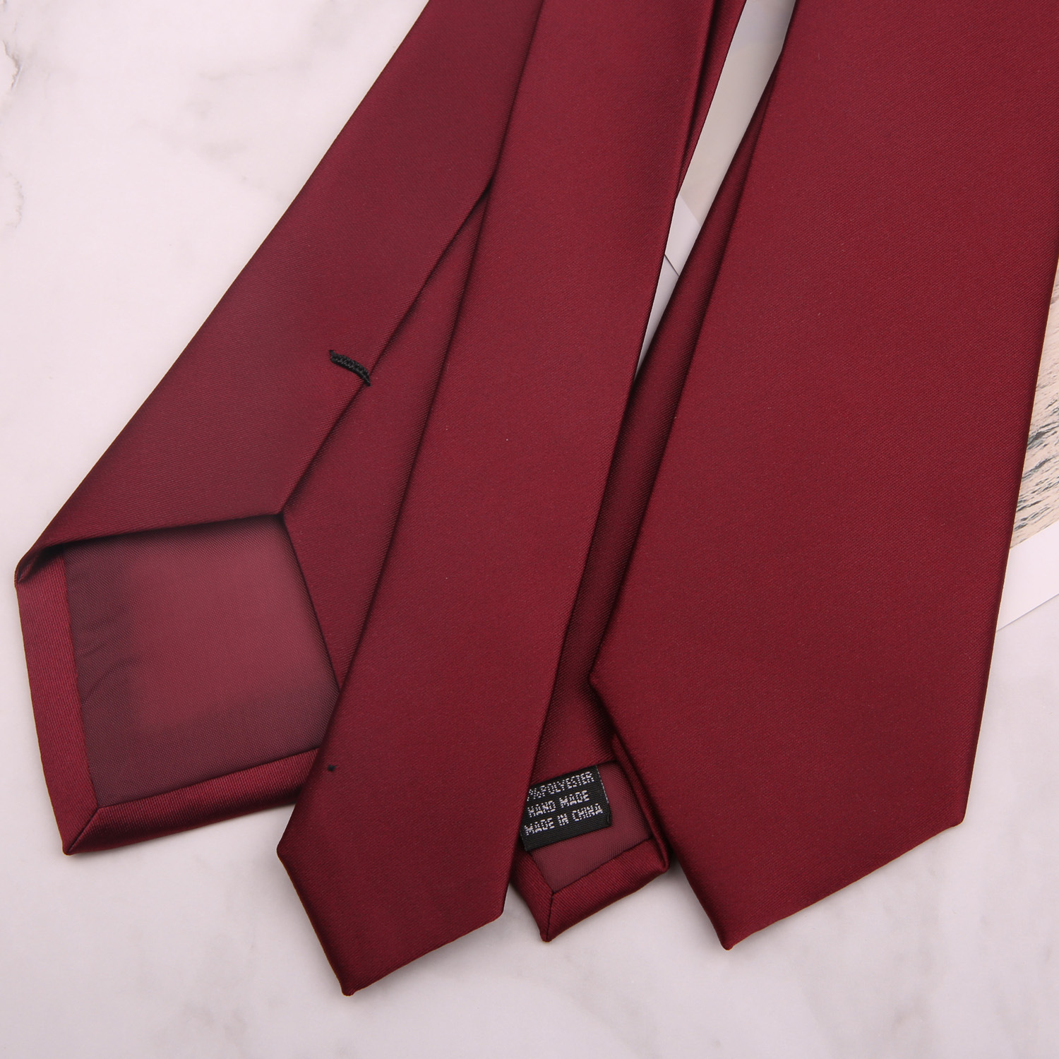 结婚领带男士7cm韩版新郎婚礼商务领带酒红色缝喜字领带