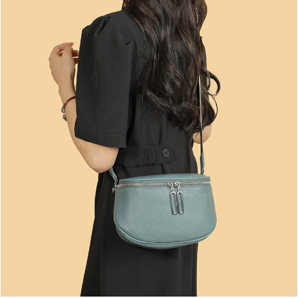 New Genuine Leather Ladies' Bags Women's First Layer Cowhide Saddle Bag Tide Women's Bag Fashion Casual Chest Bag Shoulder Messenger Bag for Women