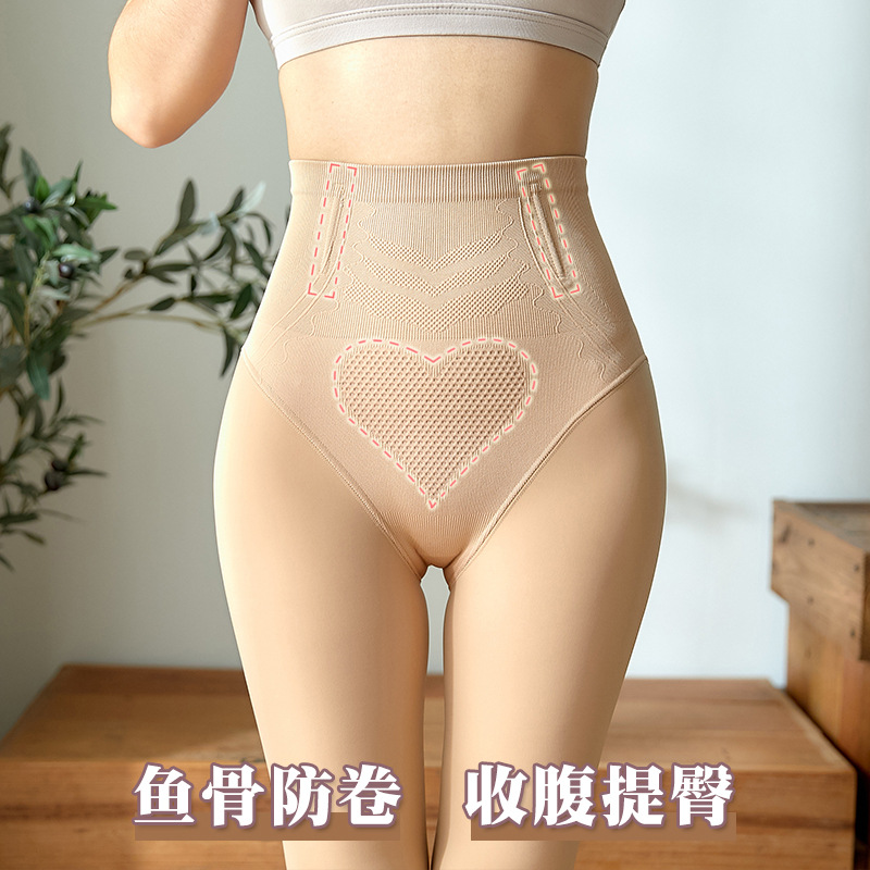 High Waist Belly Contracting Superb Fleshcolor Pantynose Water Light Socks Flesh Color plus Size Mask Leggings Women's Outer Wear Fleece-lined Thickened Autumn and Winter