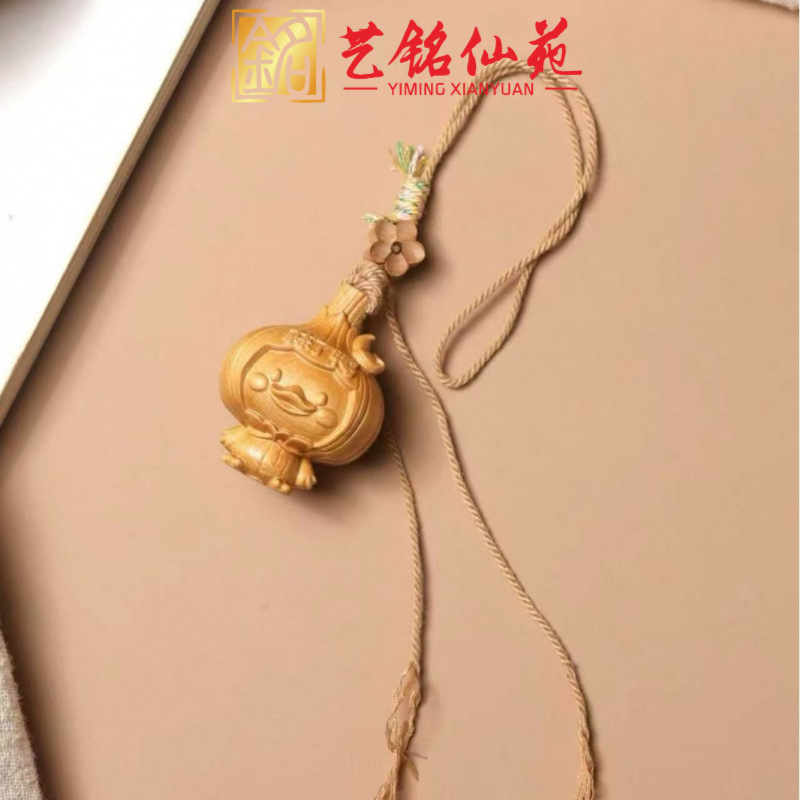 崖柏可爱小鸭子手机挂件艺铭仙苑木雕算了鸭挂件木雕蒜头鸭工艺品