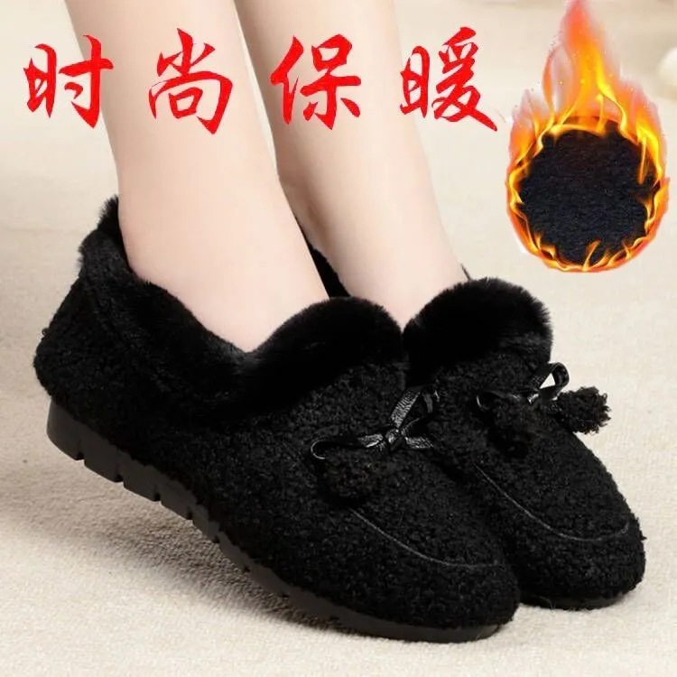 Winter Thermal Cotton Slippers Women's Indoor Platform Bag Heel Home Cotton Shoes Soft Bottom Furry Confinement Gommino Women's Shoes