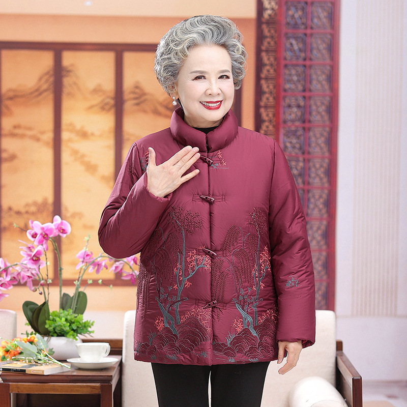中老年人冬装女棉衣奶奶装棉袄加绒加厚喜庆妈妈唐装外套羽绒棉服