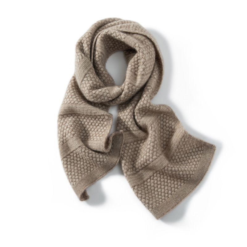 高级感混色羊绒针织围巾女秋冬新款时尚保暖百搭加厚护颈毛线围脖