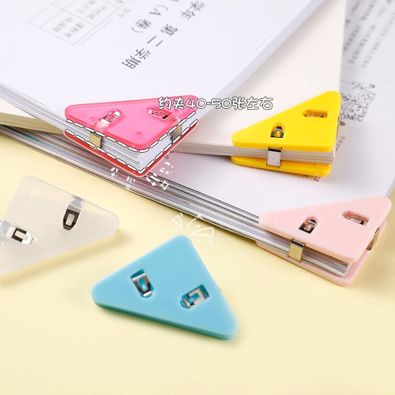 Triangle Clip Color Test Paper Clamp Corner Clip Book Protection Right Angle Clip Ticket Clips Triangle Plastic Folder