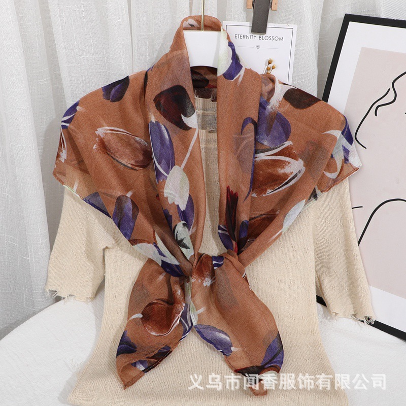 90cm Square Scarf Cotton Warm Scarf Work Dustproof and Sun Protection Headcloth Middle-Aged and Elderly Mother Scarf Silk Scarf