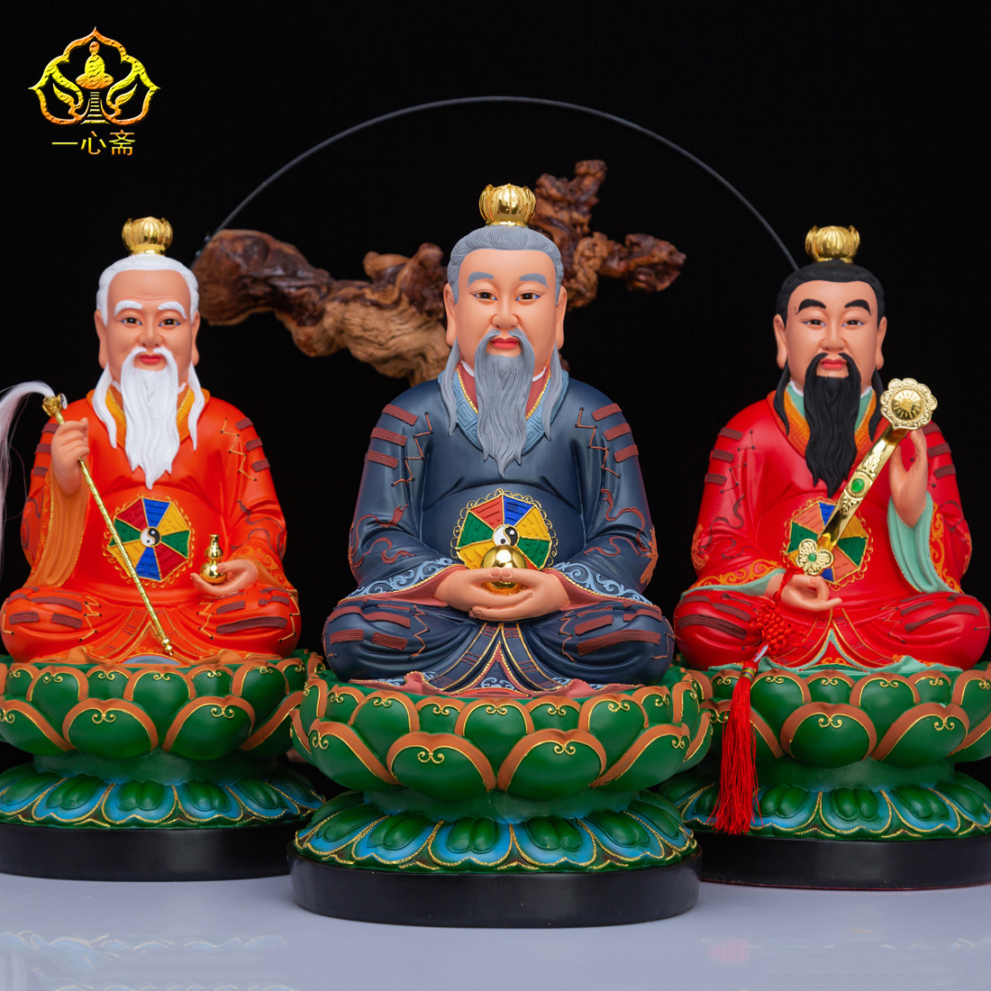 一心斋12/16/19寸树脂三清道祖神像三清祖师佛像道尊像供奉摆件