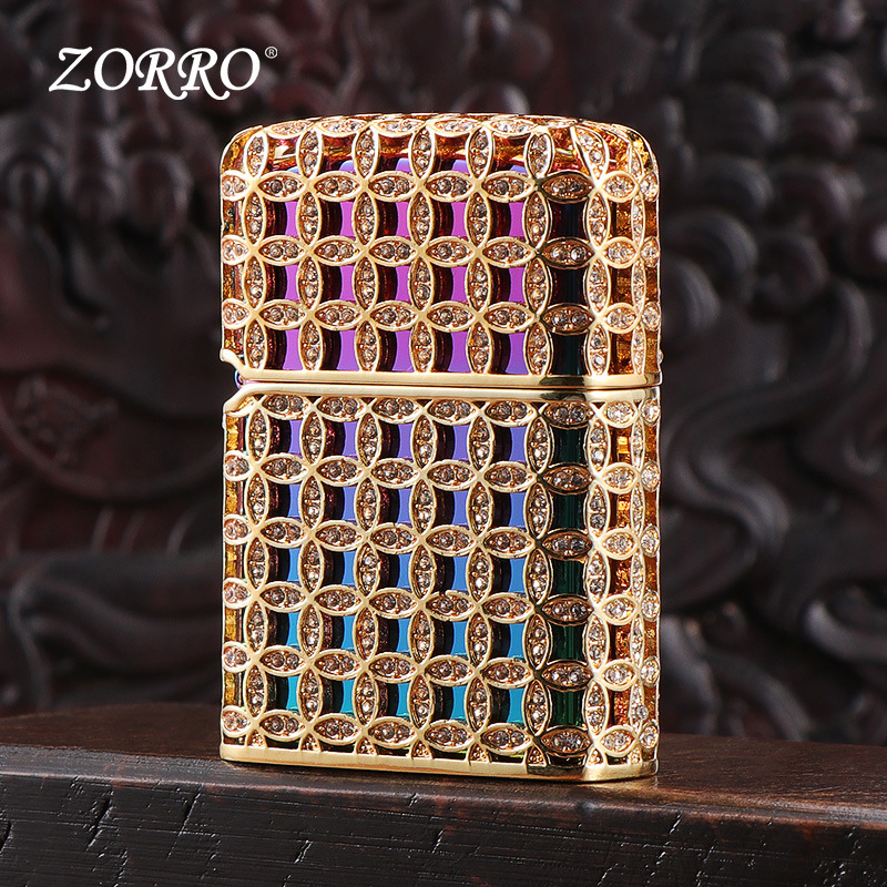zorro 佐罗 满天星煤油防风打火机 男女生创意镶钻个性打火机