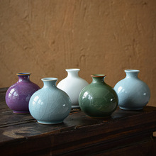 创意五大名窑复古陶瓷花瓶酒店居家装饰品干花摆件茶道小花器花插