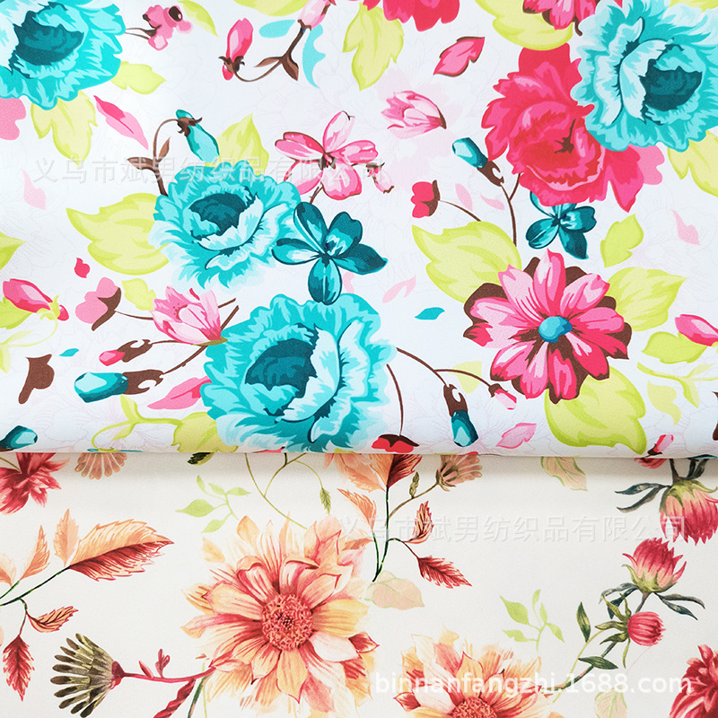 田园风人造棉大花印花面料花朵印花布 童装女装连衣裙布料