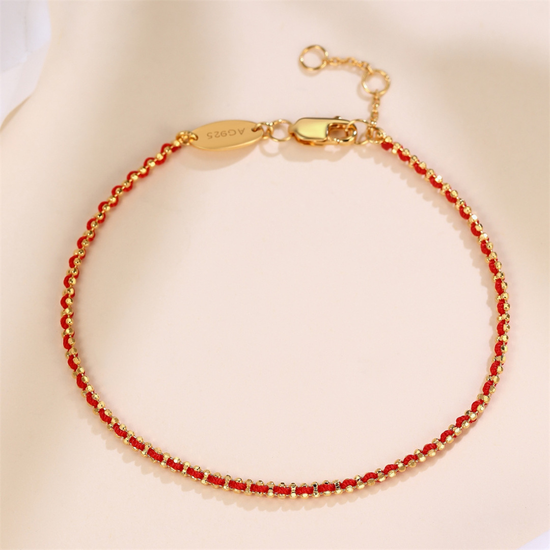 编织红绳手链男女款本命年红绳手链s925银时尚混搭缠绕手绳直播款