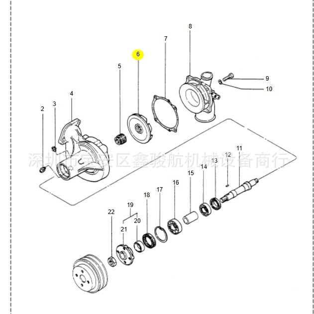 适用于三菱s6b/s6bd/s6bf发动机配件水泵叶轮30945-10400/30945-1