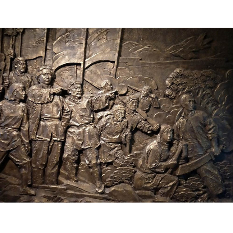 抗战主题文化人物铸铜浮雕锻铜红军浮雕墙校园景区纪念馆装饰摆件
