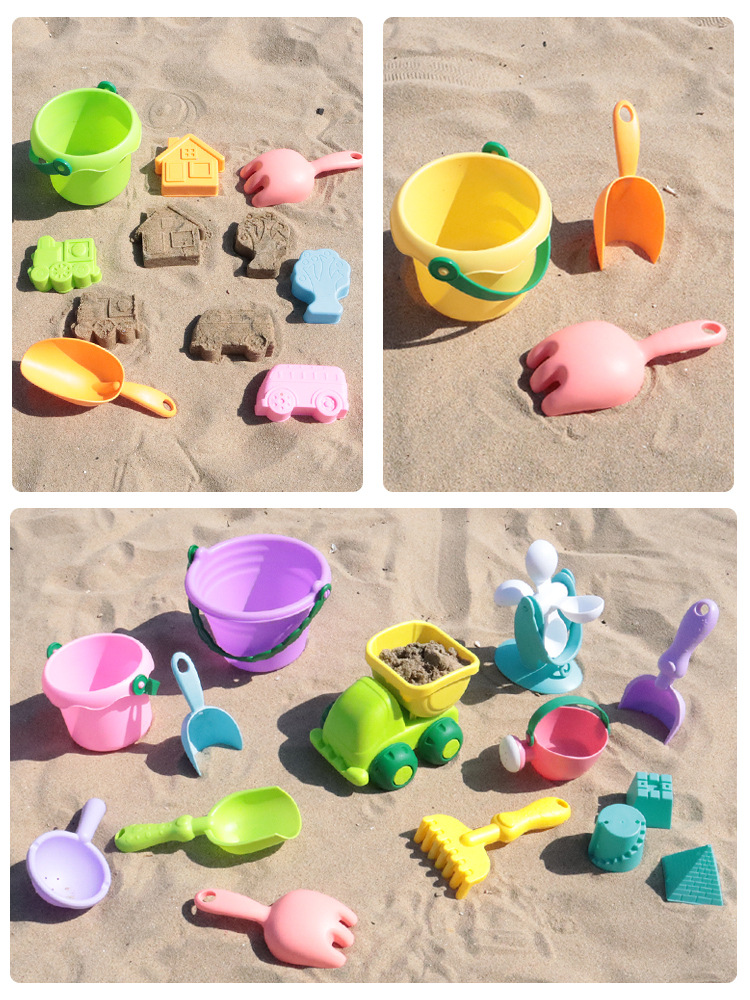 儿童沙滩玩具宝宝加厚软胶铲子和桶小孩沙模挖沙土玩沙子工具套装