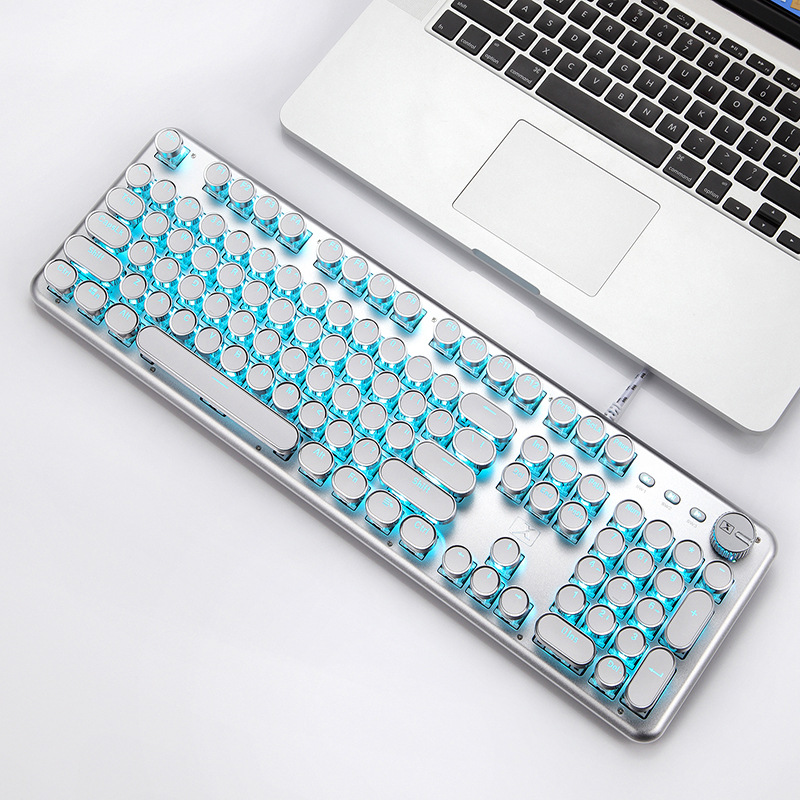 新盟x9蒸汽朋克圆键真机械键盘游戏网吧键盘ebay亚马逊速卖通跨境