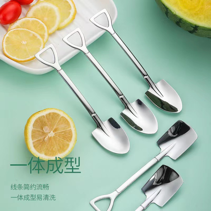 Stainless Steel Shovel Watermelon Spoon Household Restaurant Milk Tea Shop Dessert Spoon Ice Cream Coffee Scoop and Spoon Gift Wholesale