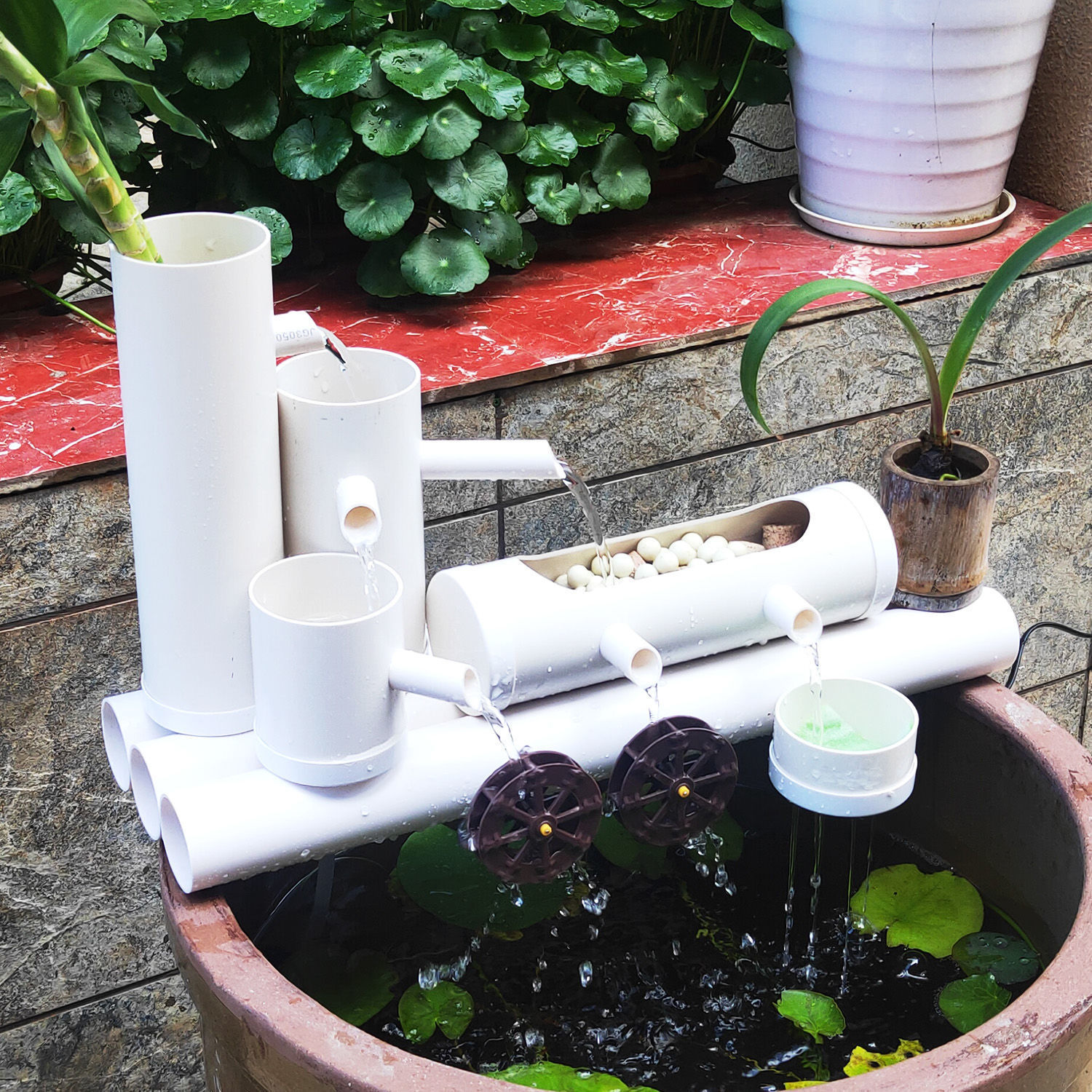 p6款五合一鱼缸过滤器水循环流水器石槽瓦缸养鱼增氧小型过滤泵