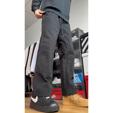 黑色工装裤男款夏季cleanfit美式vibe设计感伐木裤双膝百搭长裤子