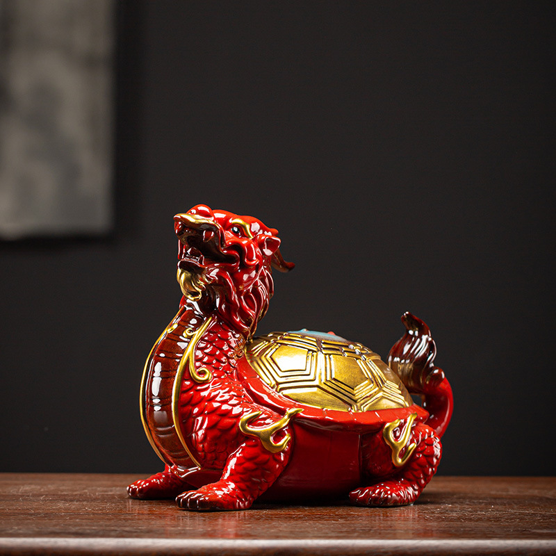 龙龟摆件陶瓷八卦金钱龟龙头龟大号客厅家居办公室装饰工艺品摆设
