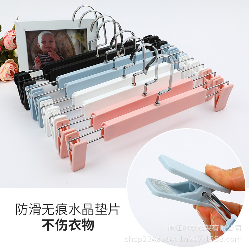 家用架子服装店夹子裤挂裤防滑裤架裤子无痕塑料黑色衣柜衣架夹裤