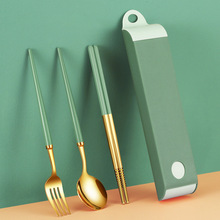 316l不锈钢便携餐具套装勺子筷子一套学生两件套创意户外三件套