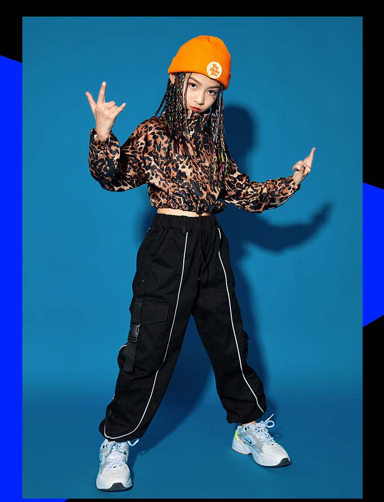 儿童爵士舞服装女孩走秀潮服嘻哈中国风露脐表演出服女童街舞套装