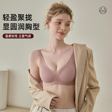 性感蕾丝无痕内衣 聚拢文胸桑蚕丝无钢圈透气胸罩女防下垂收副乳