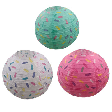 冰淇淋灯笼儿童生日派对布置装饰可折叠彩色圆形手工甜甜圈纸灯笼