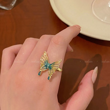 新中式蝴蝶戒指女 国风仙气古典气质高级设计感开口可调节指环戒