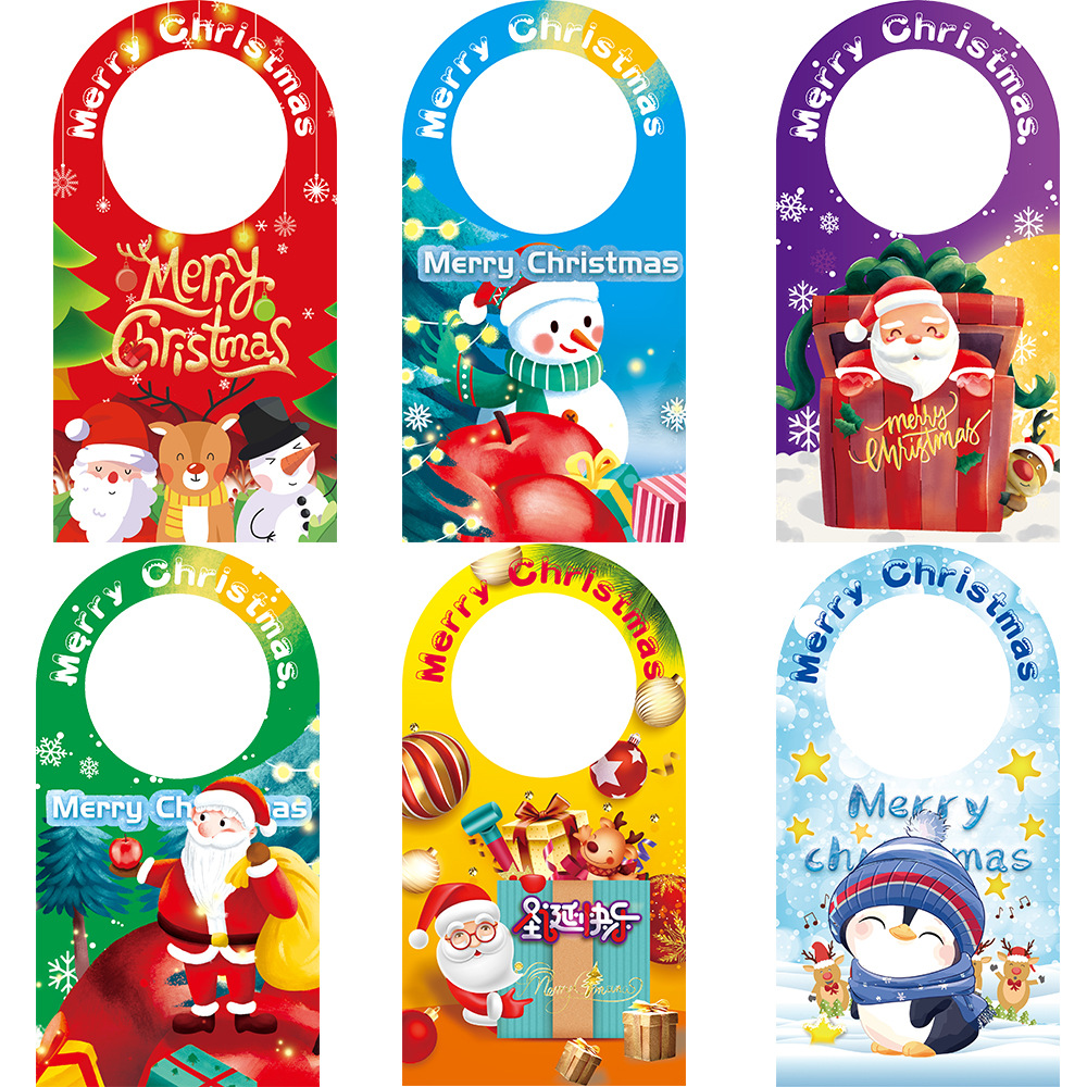 New Christmas Decoration Supplies Cartoon Santa Claus Snowman Elk Door Handle Pendant Home Decoration Door Hanging
