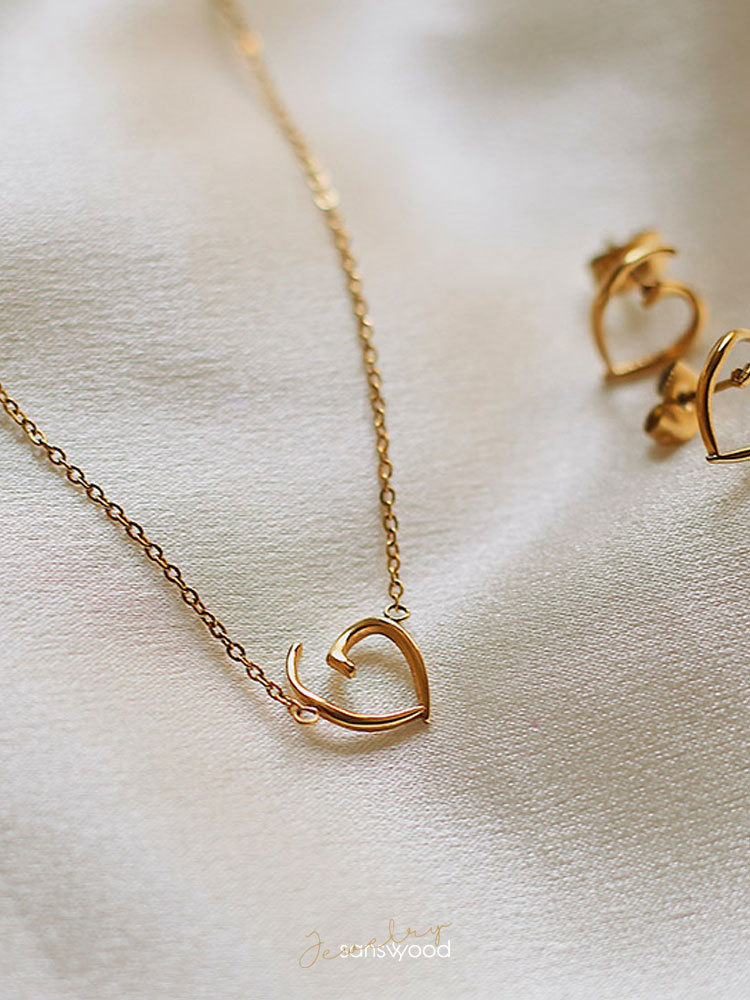 s925纯银镀18k金项链吊坠女 爱心可爱气质优雅日韩简约气质挂坠女