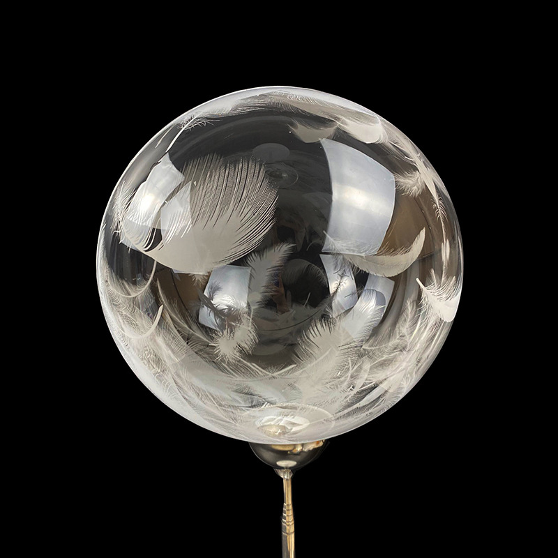 新款彩色18寸印羽毛波波球生日party户外装饰拍摄气球bobo球