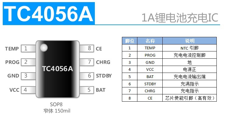 tc4056a 4056a fm富满 线性锂电池充电芯片 兼容tp4056 贴片sop8