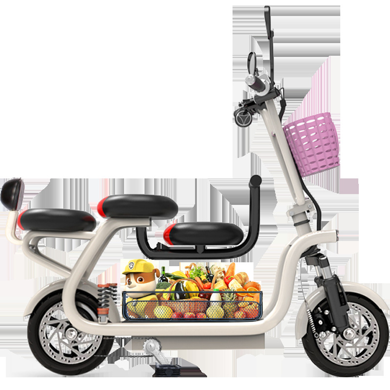 新国标锂电迷你折叠亲子电动自行车小型母子滑板电瓶单车女士三人