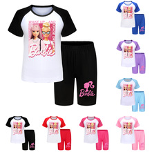 Barbie The Movie 芭比娃娃110-170儿童T恤短裤睡衣套装  3433