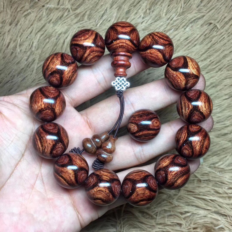 海南黄花梨鬼脸鬼眼对眼男士手串20mm佛珠手链女男款海黄念珠