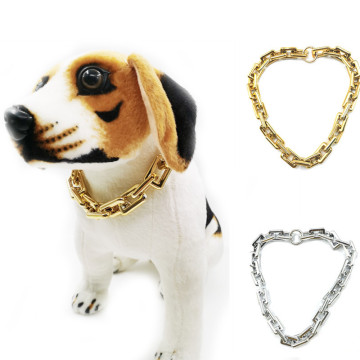 跨境电商中大型宠物方形项链法斗巴哥狗狗恶霸金链子项圈饰品配饰