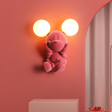儿童房粉色公主女孩房米奇米妮壁灯温馨可爱卡通创意卧室床头灯